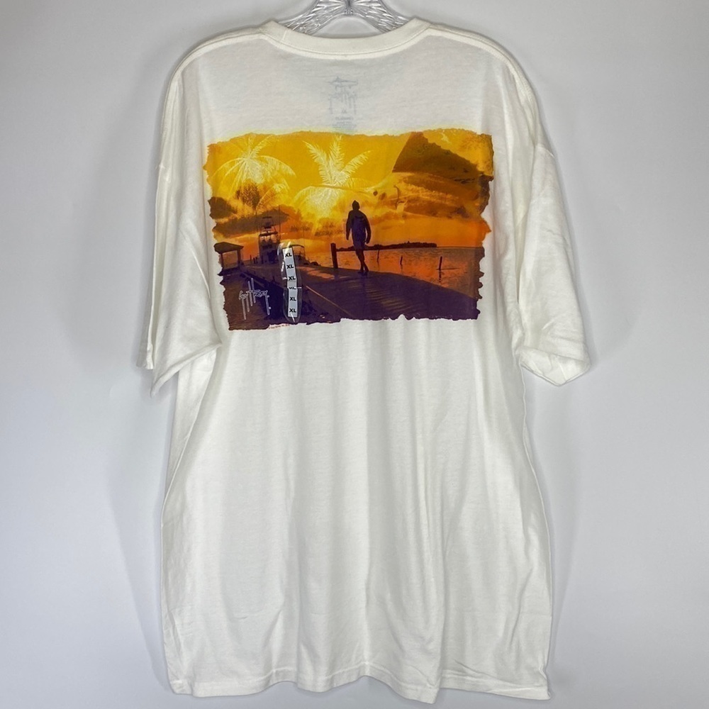 Guy Harvey Classic Fit Sunset Dock Short Sleeve White Tshirt XL NWT